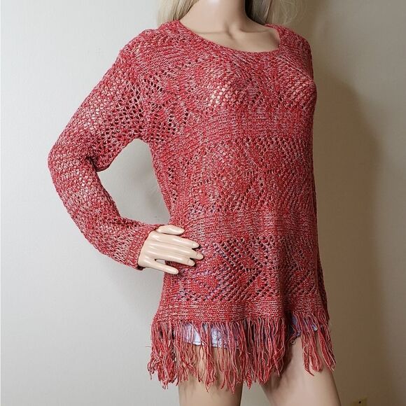 Size Small Vintage America Brand Fringe Trimmed Sweater - Picture 2 of 8